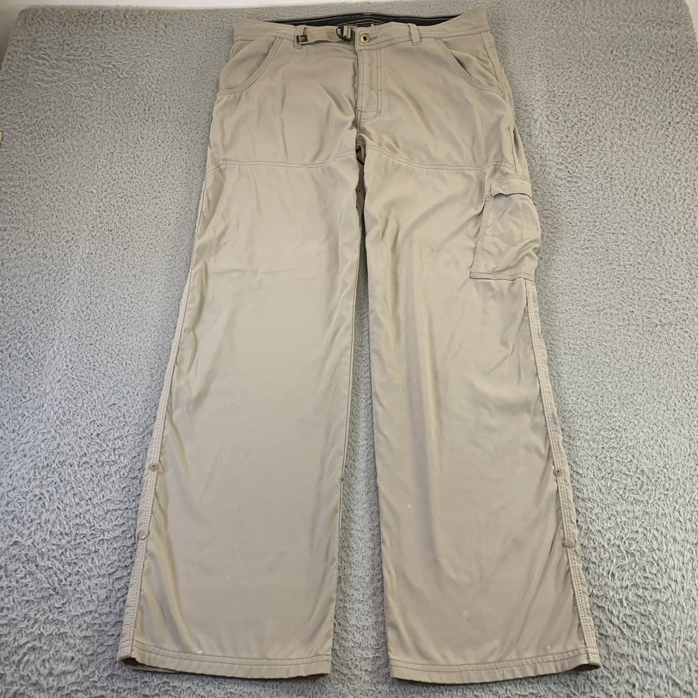 Prana Zion Pants Mens‎ Large 32" Inseam Beige Roll Tab Hiking Gorpcore Outdoor